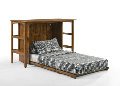 Night and Day Furniture Siesta Twin Desk Bed in Black Walnut with Mattress and Chair