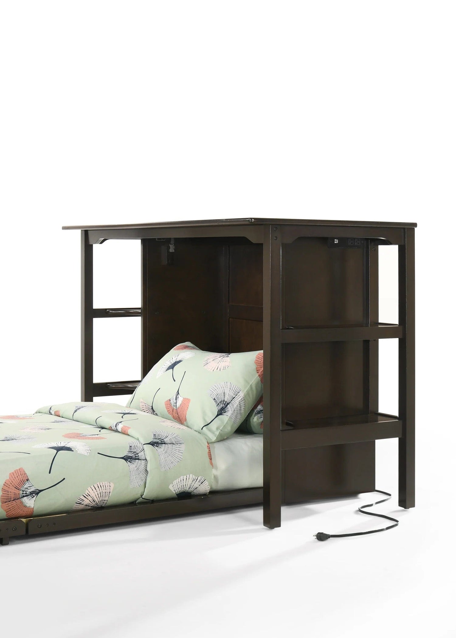 Night and Day Furniture Siesta Twin Desk Bed in Chocolate with Mattress and Chair