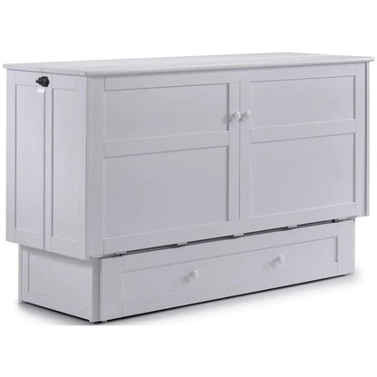 Night and Day Furniture Clover Queen Murphy Cabinet Bed in White with Mattress