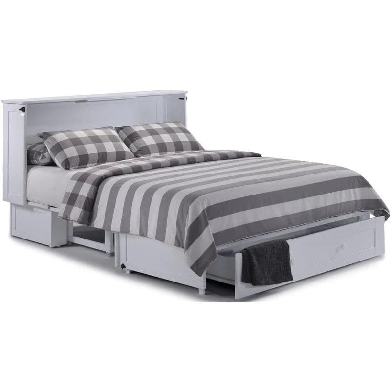 Night and Day Furniture Clover Queen Murphy Cabinet Bed in White with Mattress