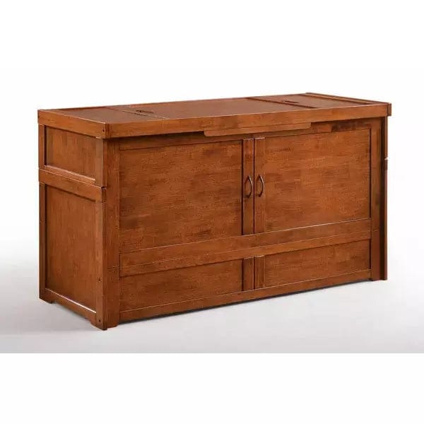 Night and Day Furniture Murphy Cube Queen Cabinet Bed in Cherry Finish with Mattress