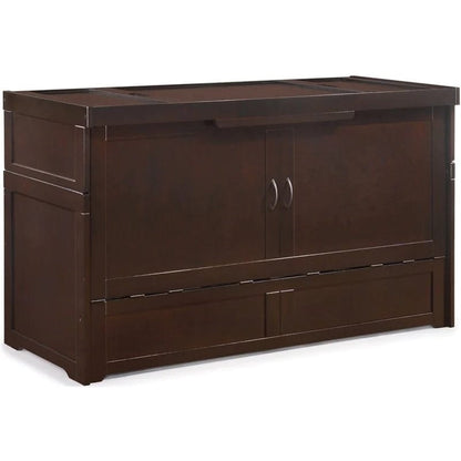 Night and Day Furniture Murphy Cube Queen Cabinet Bed in Chocolate Finish with Mattress
