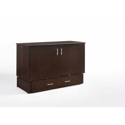 Night and Day Furniture Sagebrush Queen Murphy Cabinet Bed in in Chocolate Finish with Mattress