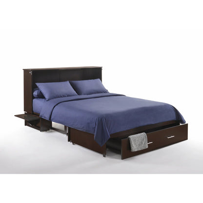 Night and Day Furniture Sagebrush Queen Murphy Cabinet Bed in in Chocolate Finish with Mattress