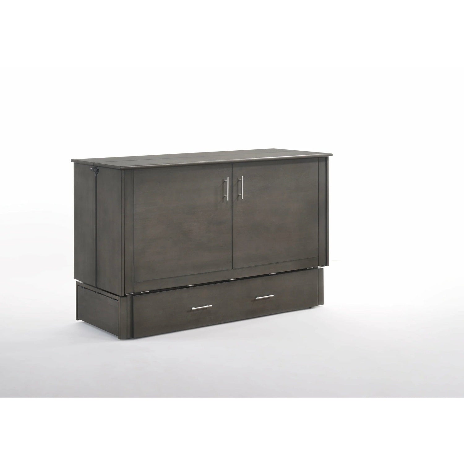 Night and Day Furniture Sagebrush Queen Murphy Cabinet Bed in in Stonewash Finish with Mattress