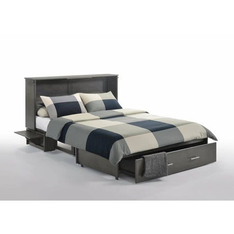 Night and Day Furniture Sagebrush Queen Murphy Cabinet Bed in in Stonewash Finish with Mattress