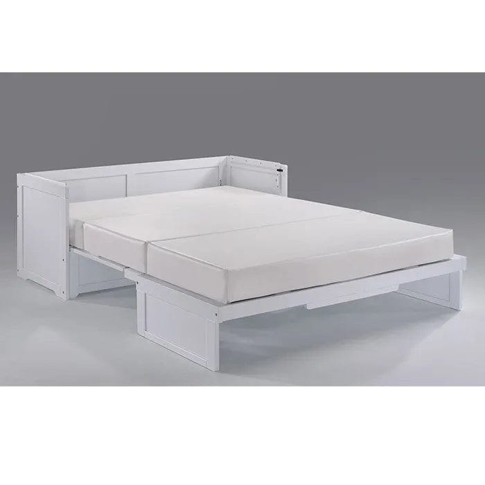 Night and Day Furniture Murphy Cube Queen Cabinet Bed in White with Mattress