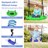 Costway 5-In-1 Outdoor Kids Swing Set A-Shaped Metal Frame Ground Stake