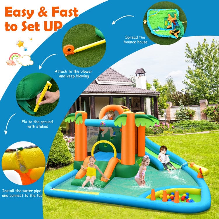 Costway Inflatable Water Slide Park Upgraded Handrail