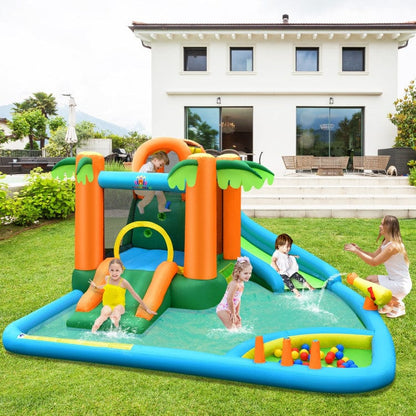 Costway Inflatable Water Slide Park with Upgraded Handrail without Blower