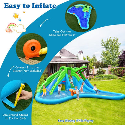 Costway 7-in-1 Inflatable Bounce House with Splashing Pool