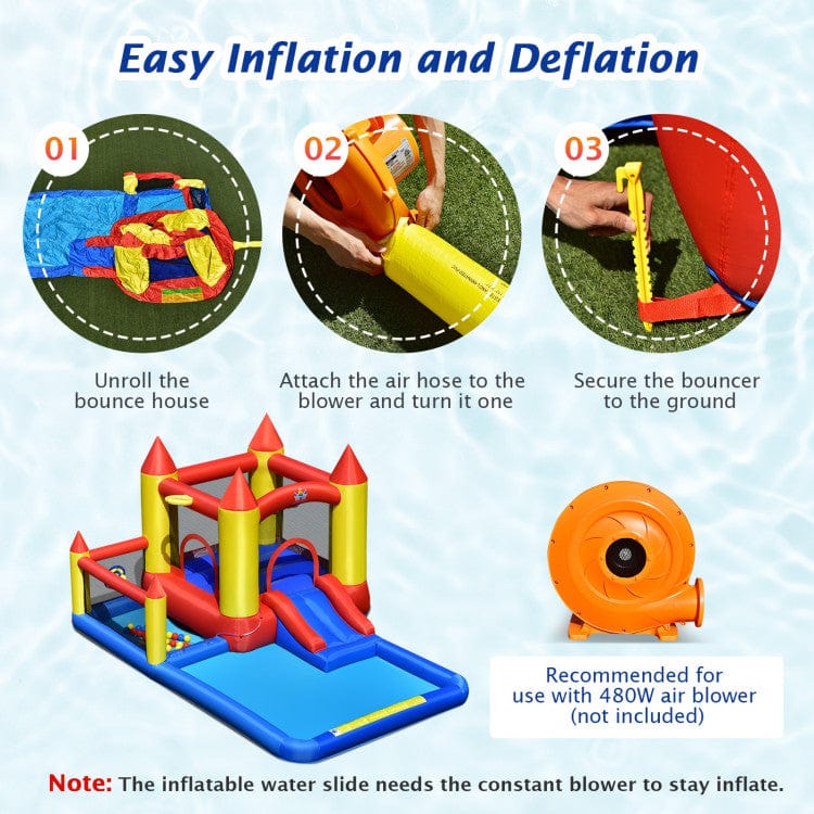 Costway Inflatable Water Slide Jumping Area