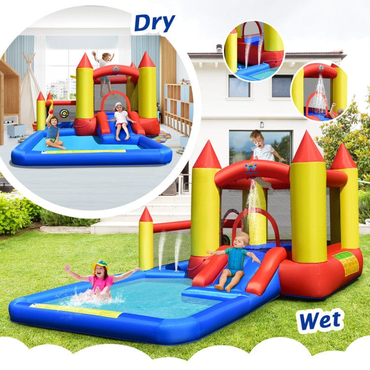 Costway Inflatable Water Slide with Slide and Jumping Area
