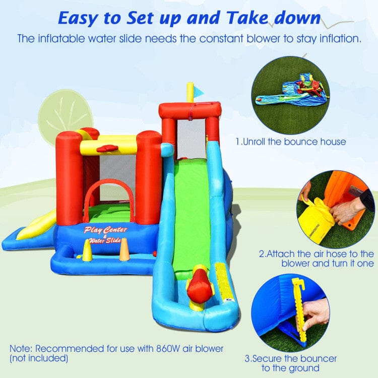 Costway 9-in-1 Inflatable Kids Water Slide Bounce House without Blower