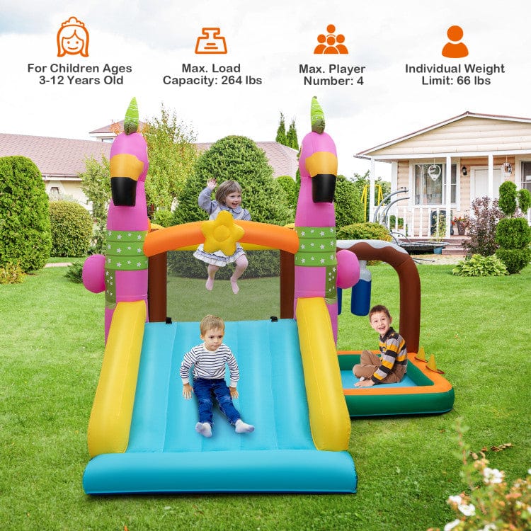 Costway Flamingo Inflatable Bounce House with Slide