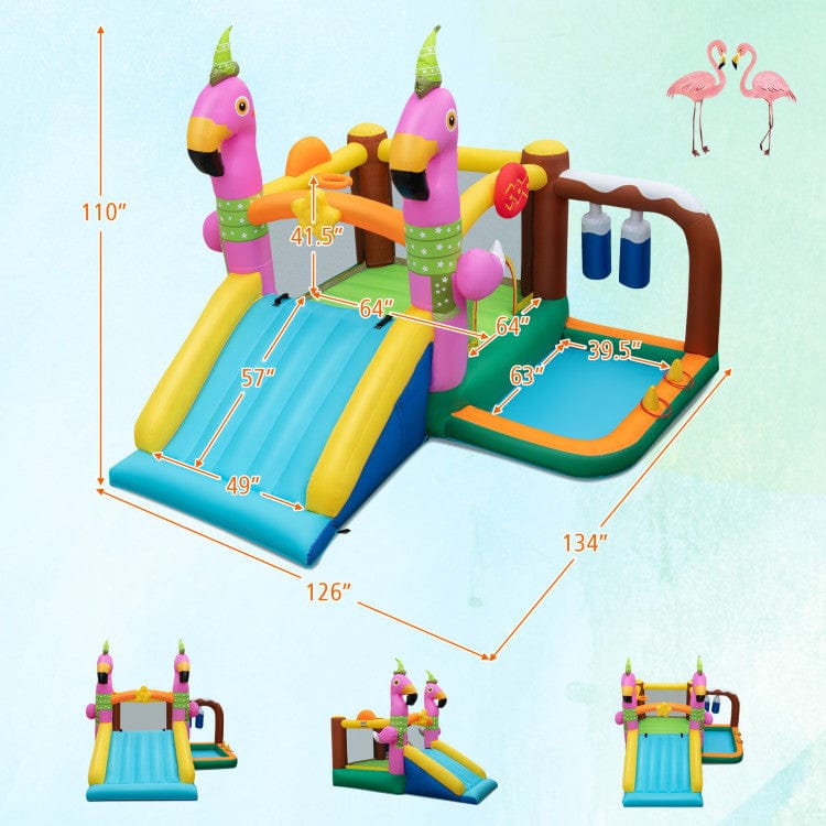 Costway 7-in-1 Flamingo Inflatable Bounce House with Slide