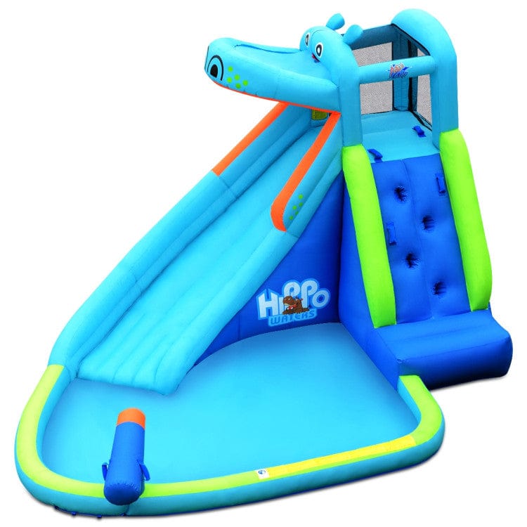Costway Hippo Inflatable Water Slide Bounce House with Air Blower