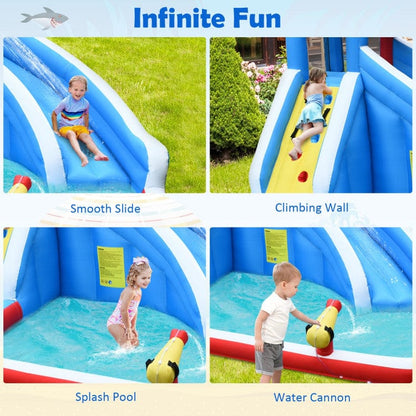 Costway 4-in-1 Inflatable Water Slide Park with Long Slide and 735W Blower