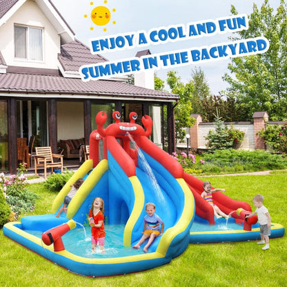 Costway Inflatable Water Slide Crab Dual Slide Bounce House Without Blower