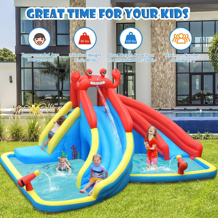 Costway Inflatable Water Slide Crab Dual Slide Bounce House