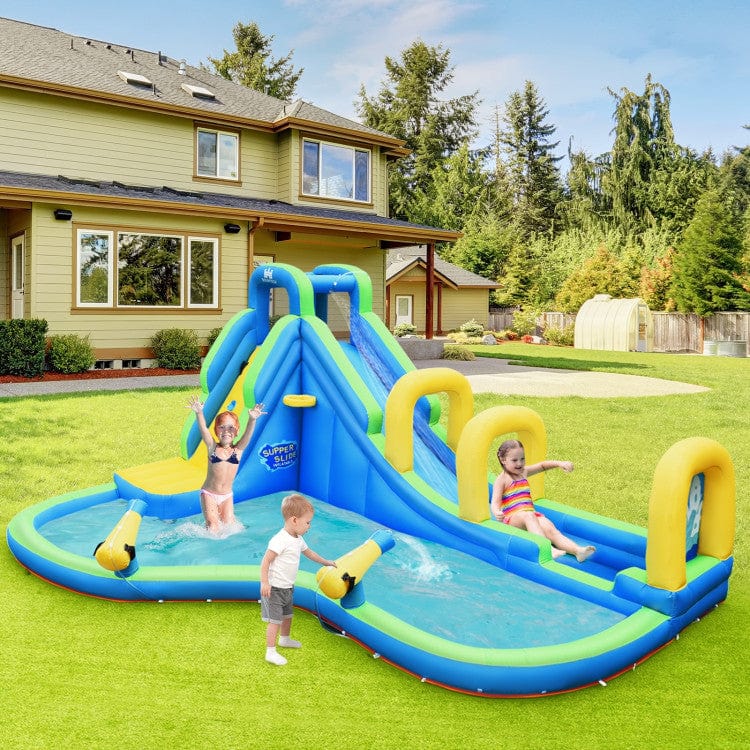 Costway Inflatable Water Slide Kids Bounce House with Water Cannons and Hose Without Blower