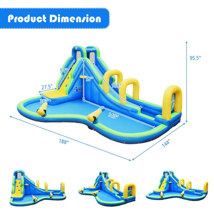 Costway Inflatable Water Slide Kids Bounce House Water Cannons Hose