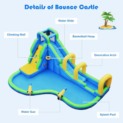 Costway Inflatable Water Slide Kids Bounce House Water Cannons Hose