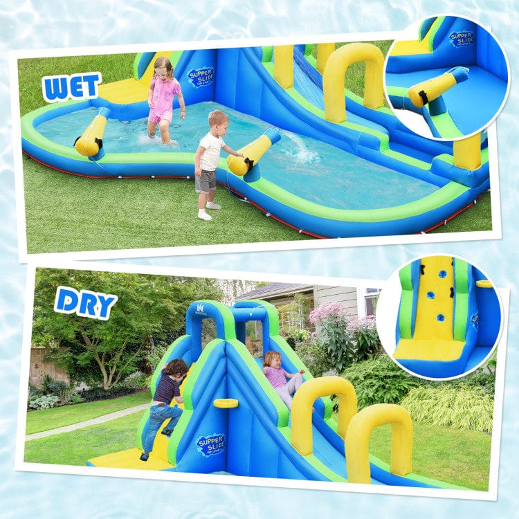 Costway Inflatable Water Slide Kids Bounce House Water Cannons Hose