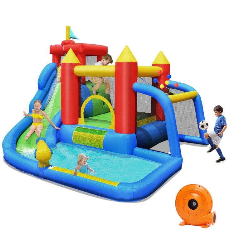 Costway Inflatable Bounce House Splash Pool Water Climb Slide