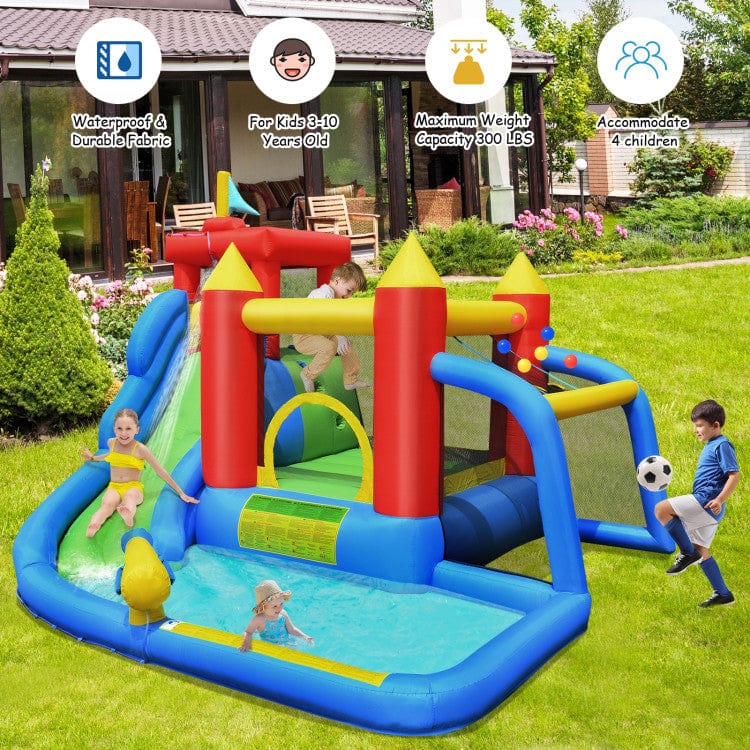 Costway Inflatable Bounce House Splash Pool Water Climb Slide