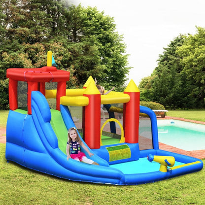 Costway Inflatable Bounce House Splash Pool with Water Climb Slide Blower included