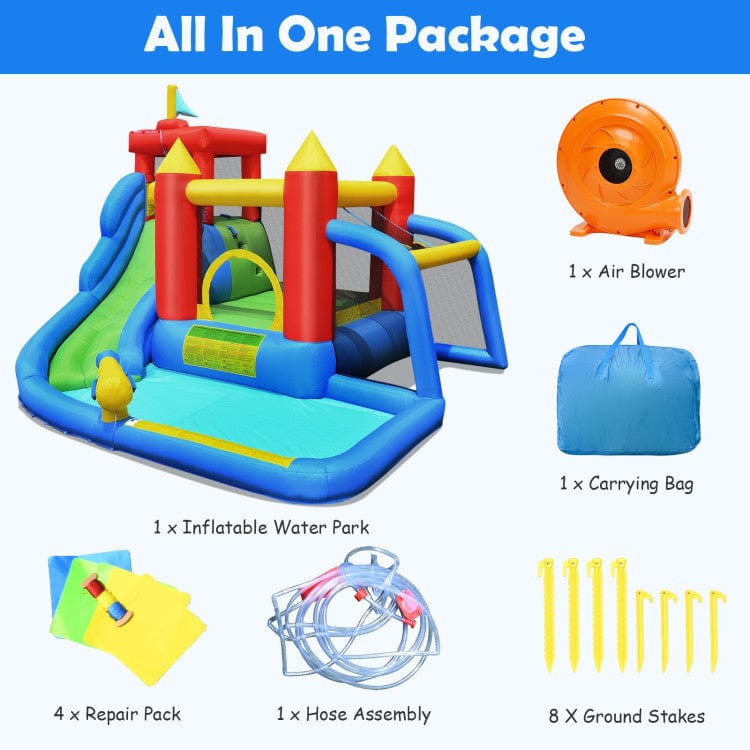 Costway Inflatable Bounce House Splash Pool Water Climb Slide