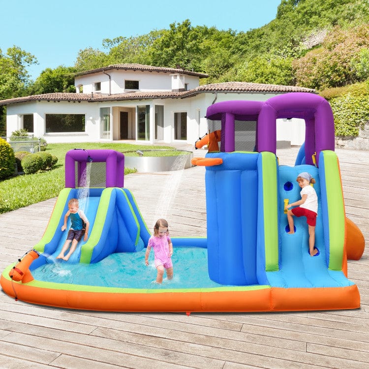 Costway 6-in-1 Inflatable Dual Water Slide Bounce House