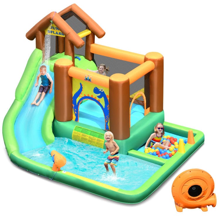 Costway Inflatable Waterslide Bounce House Climbing Wall Ball Pit with Blower
