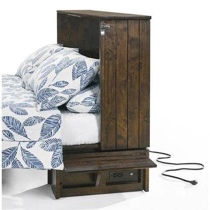 Night and Day Furniture Ranchero Queen Murphy Cabinet Bed in Wildwood Brown with Mattress