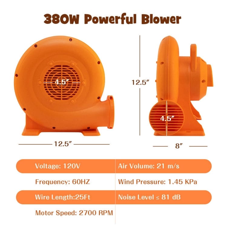 Costway 0.5HP/0.7HP/1.0HP Air Blower for Inflatables 25 feet Wire GFCI Plug