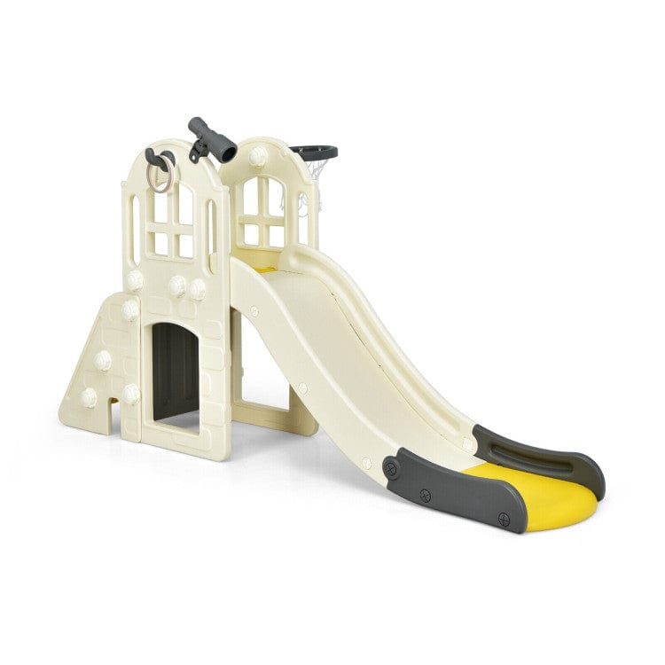Costway 6-In-1 Large Slide for Kids Toddler Climber Slide Playset with Basketball Hoop