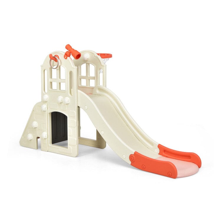 Costway 6-In-1 Large Slide for Kids Toddler Climber Slide Playset with Basketball Hoop