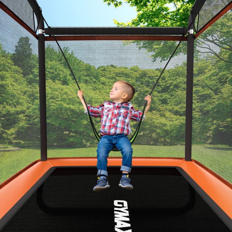 Costway 6 ft Kids Entertaining Trampoline with Swing Safety Fence - Orange