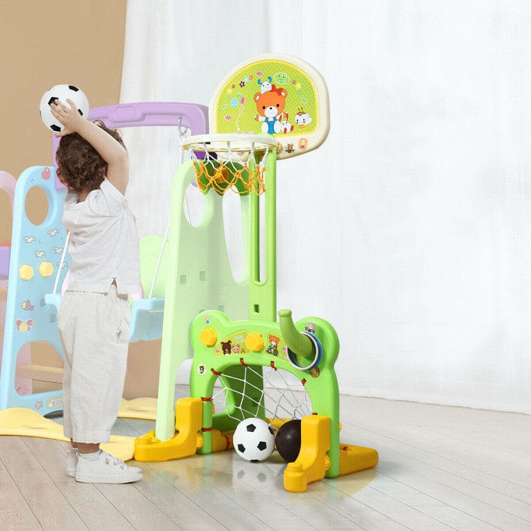 Costway 6-in-1 Climber Swing Basketball Hoop Football Gate