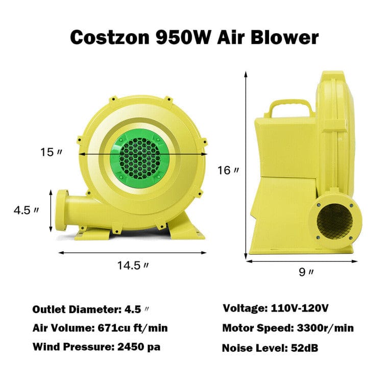 Costway 950 W 1.25 HP Air Blower Pump Fan