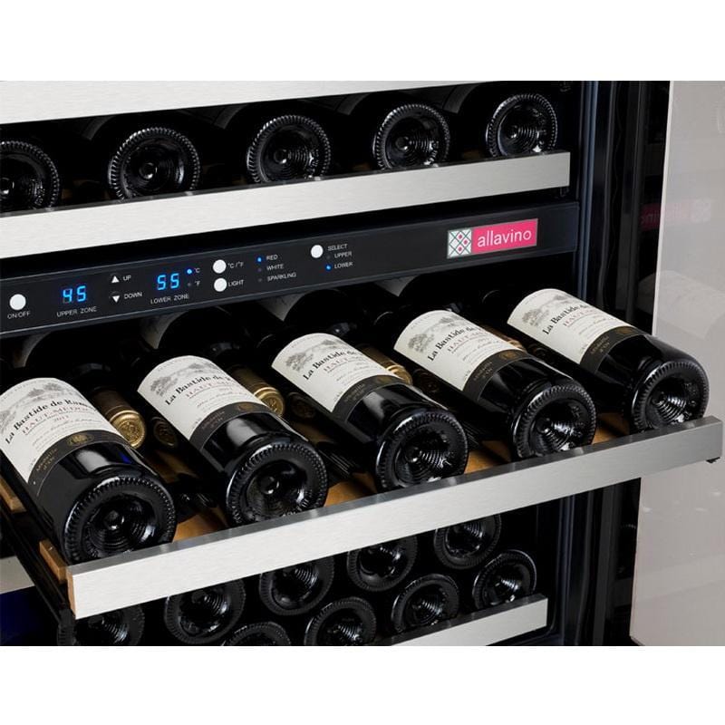 Allavino 47&quot; Wide FlexCount II Tru-Vino 56 Bottle/124 Can Stainless Steel Side-by-Side Wine Refrigerator/Beverage Center